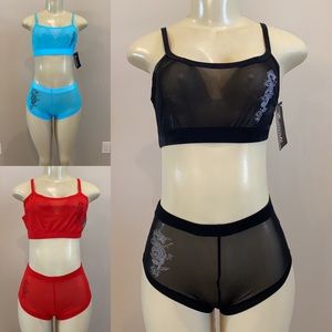 NWT lingerie sleep sets bralettes and match shorts lot of 3 outfits size small